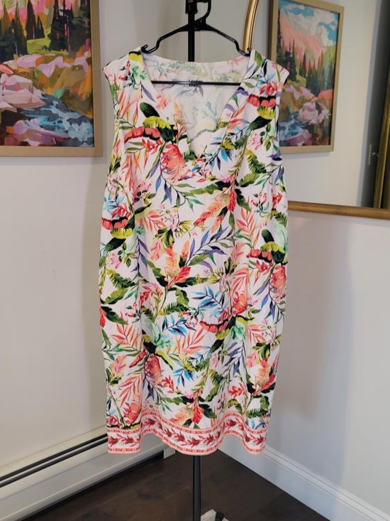 Lands' End Dresses & Skirts - LANDS END 100% Cotton Vibrant Floral Print Sleeveless Dress Women's Size 2X